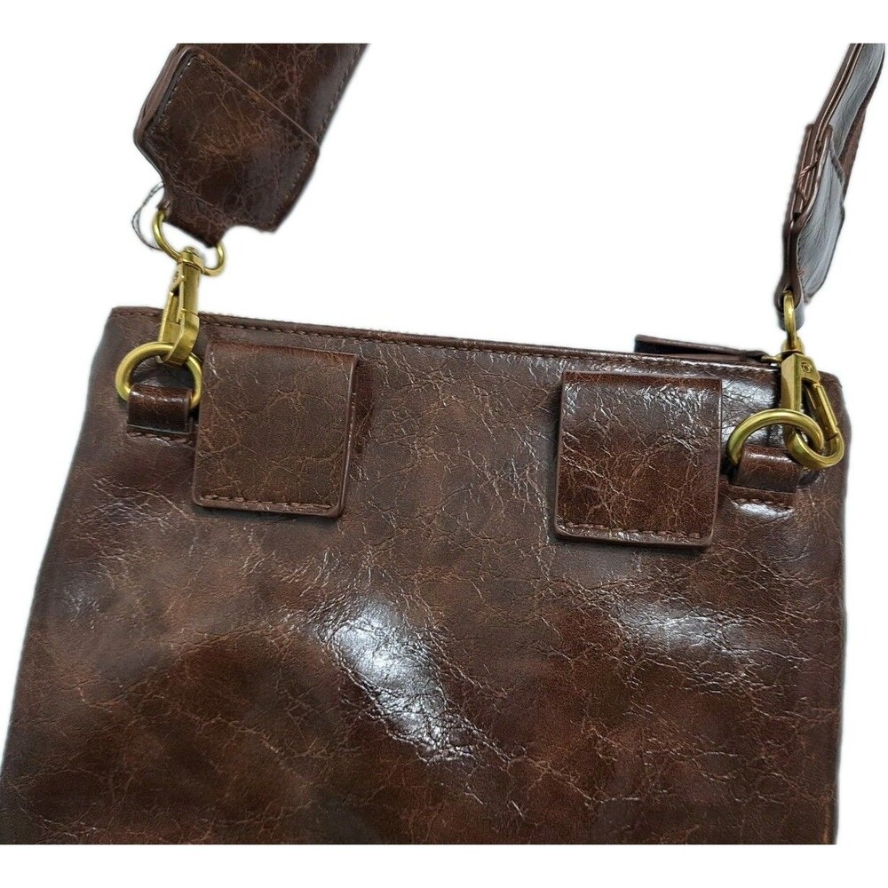 Anthropologie Brown Tortoise Bette Vegan Leather Crossbody Bag Purse Handbag - Picture 3 of 9
